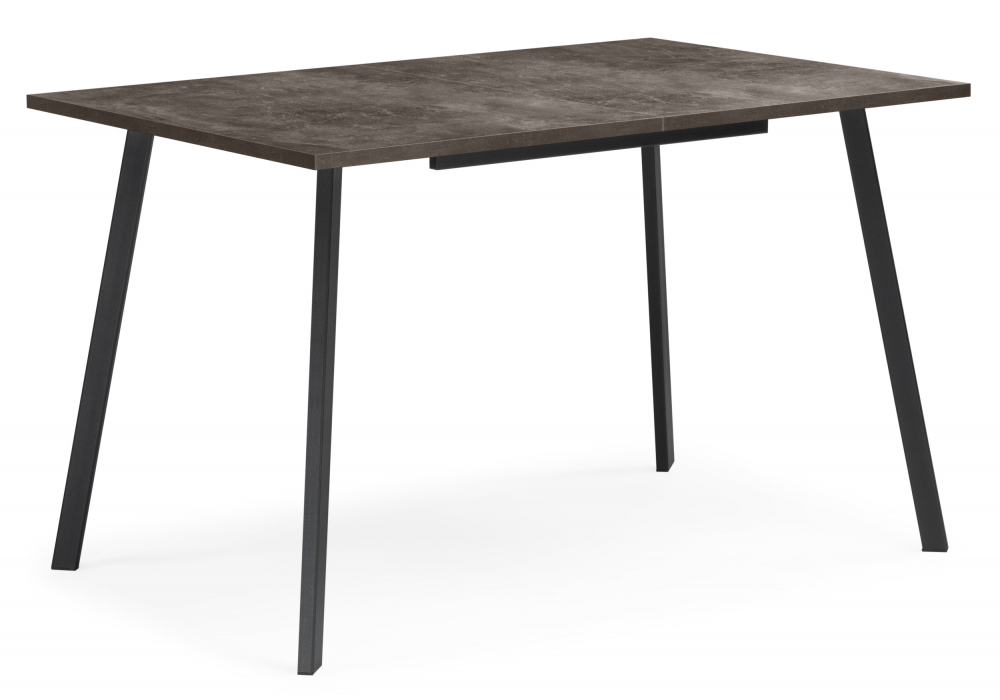 Стол деревянный Woodville Кортни 117 (157) x 77 бетон темный, черный матовый, ножки черные