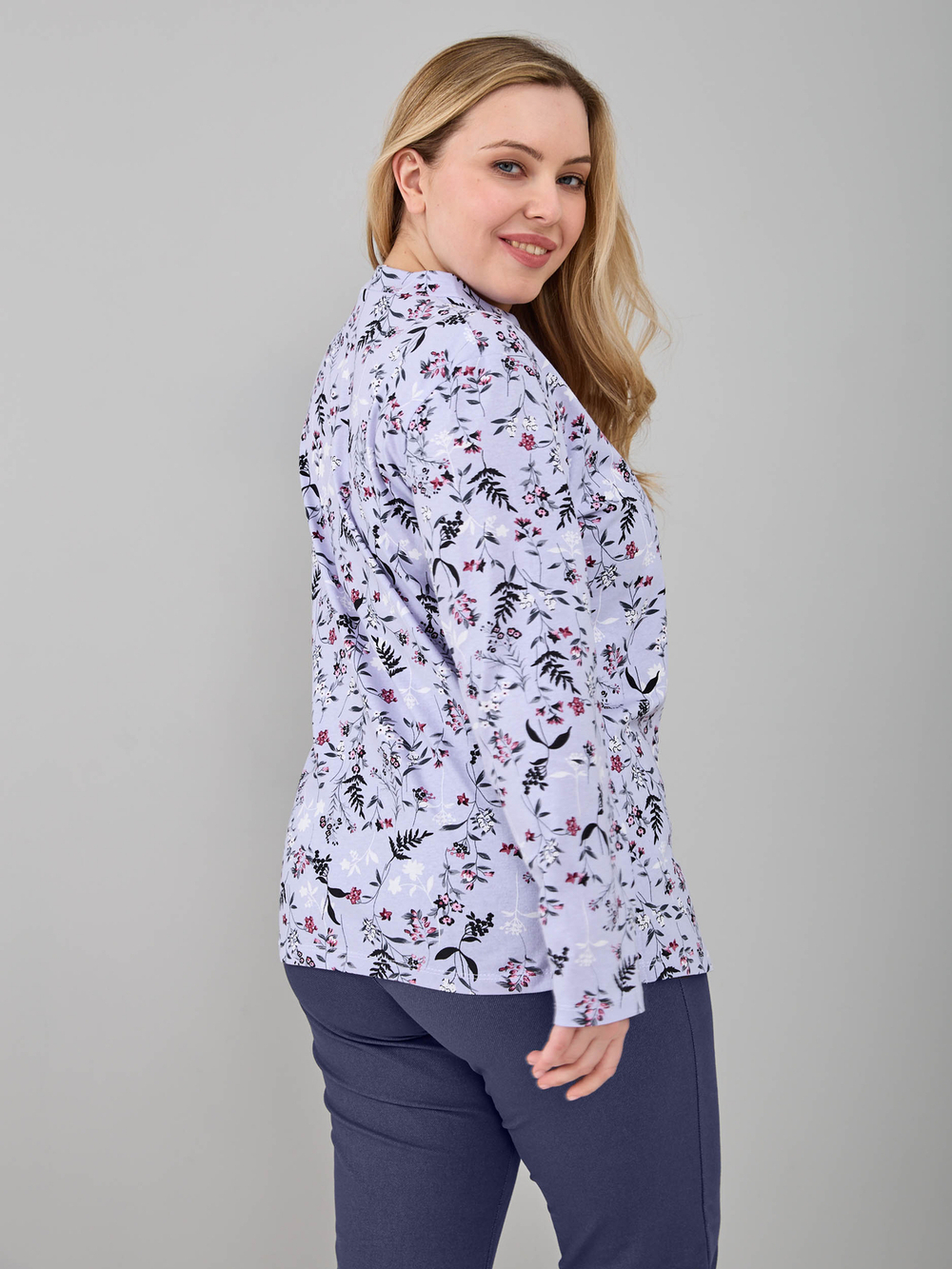 Блузка БЛ-22/голубой-цветыветочка