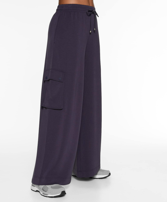 OYSHO Широкие прямые брюки с карманами из ткани с модалом, чернильно-синий