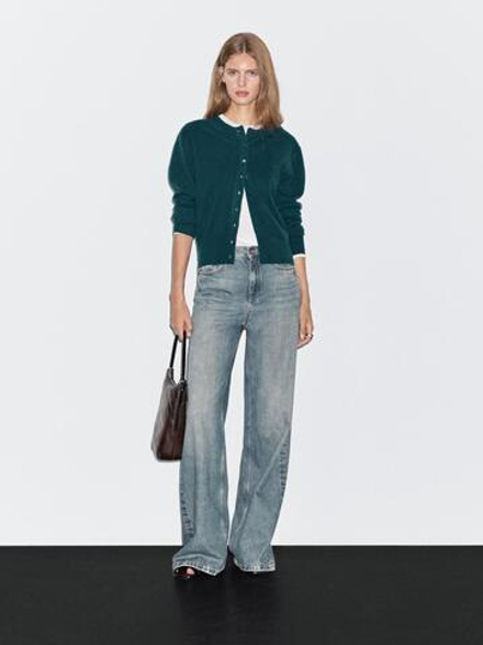 Massimo Dutti Кардиган из смесовой шерсти, ярко-синий