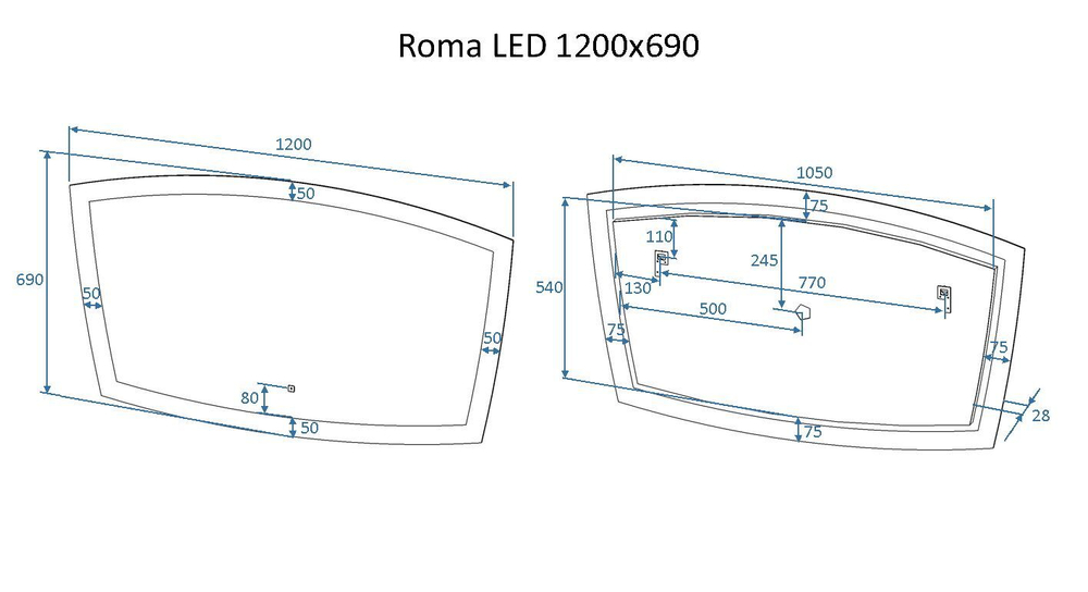 Зеркало с подсветкой ART&MAX ROMA AM-Rom-1200-700-DS-F