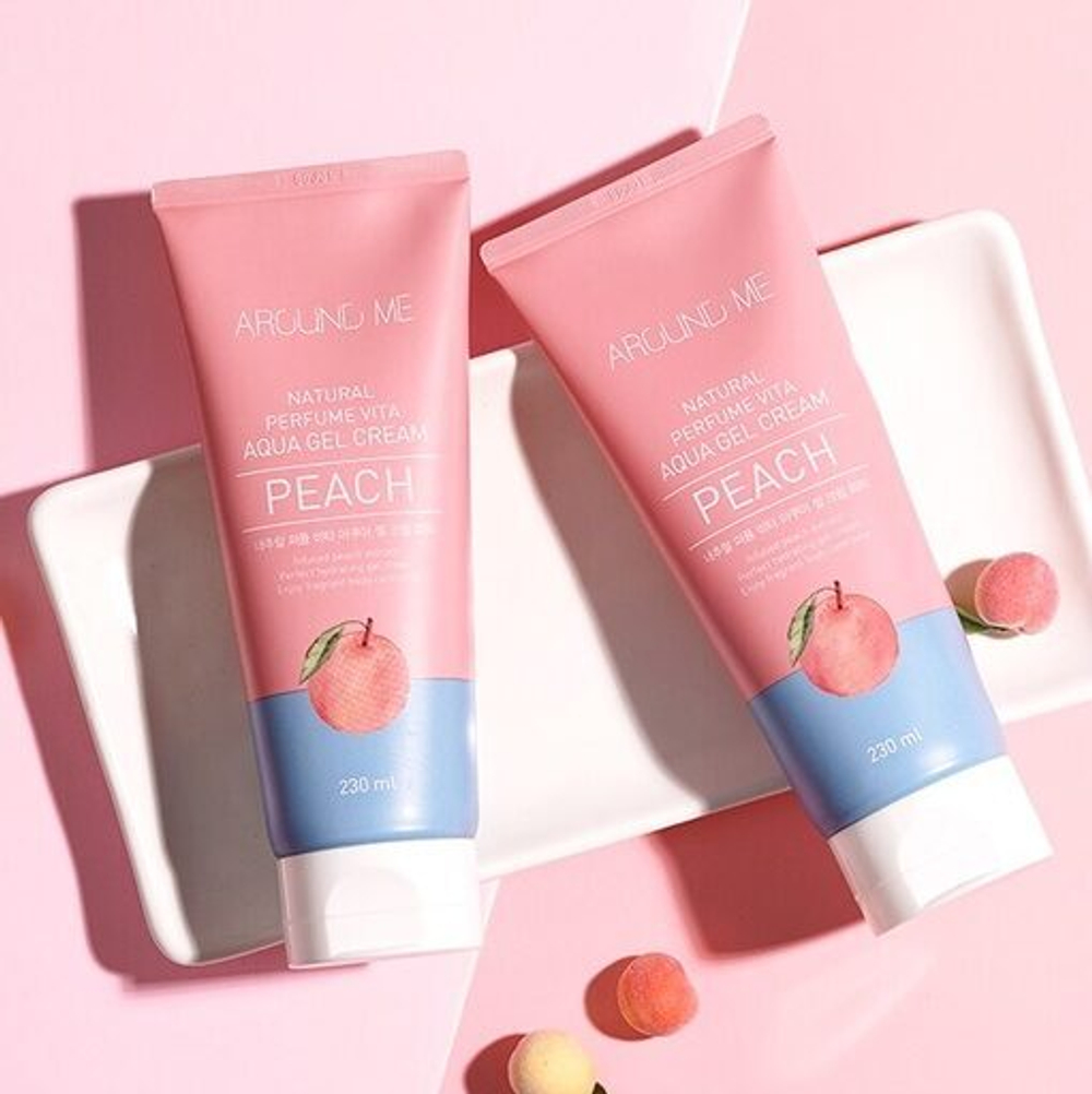Welcos Питательный крем-гель для тела с персиком Around Me Natural Perfume Vita Aqua Gel Cream Peach 230мл
