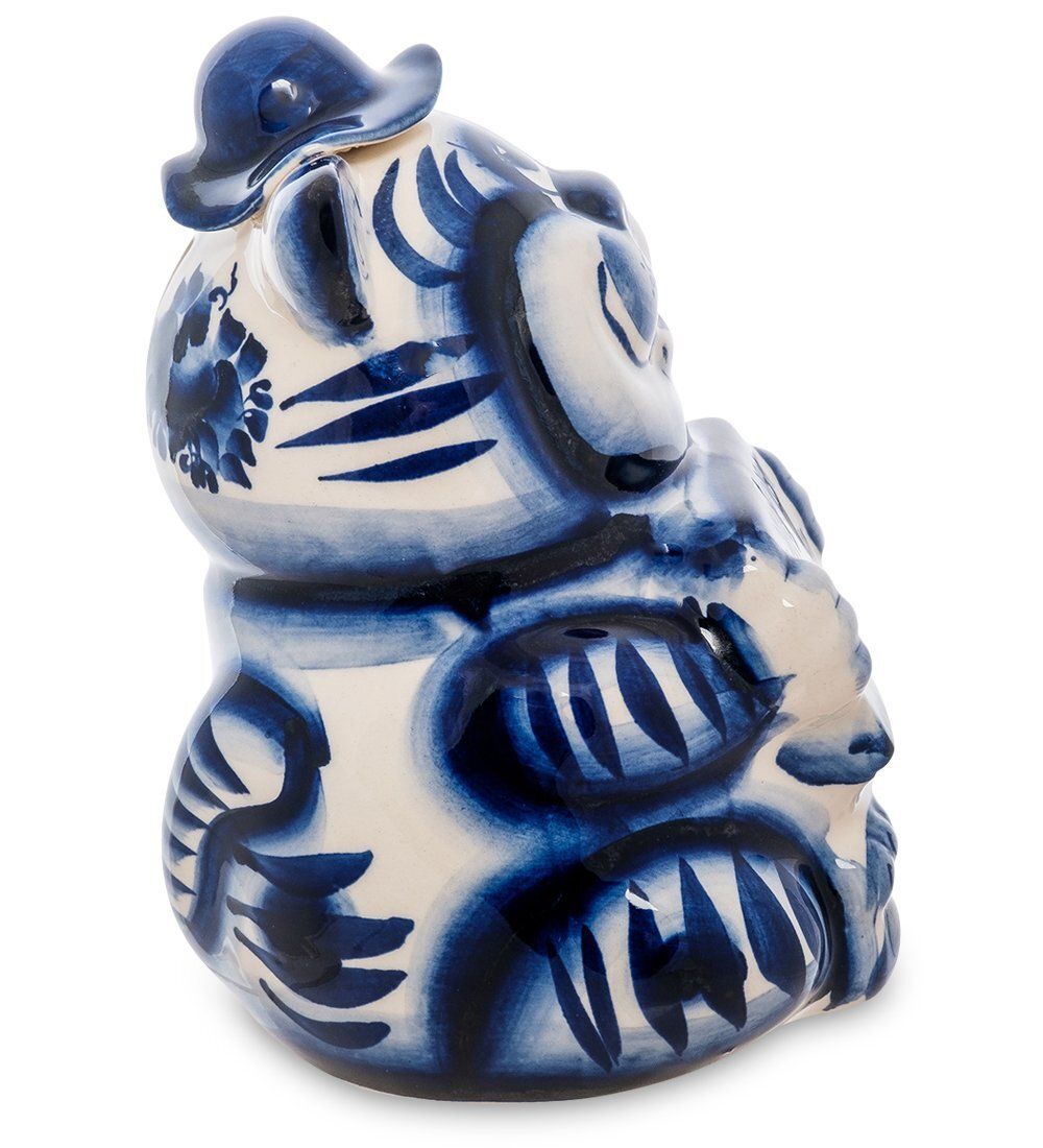 ГЛ- 102 Копилка «Кот-Попрошайка» (Гжельский фарфор)