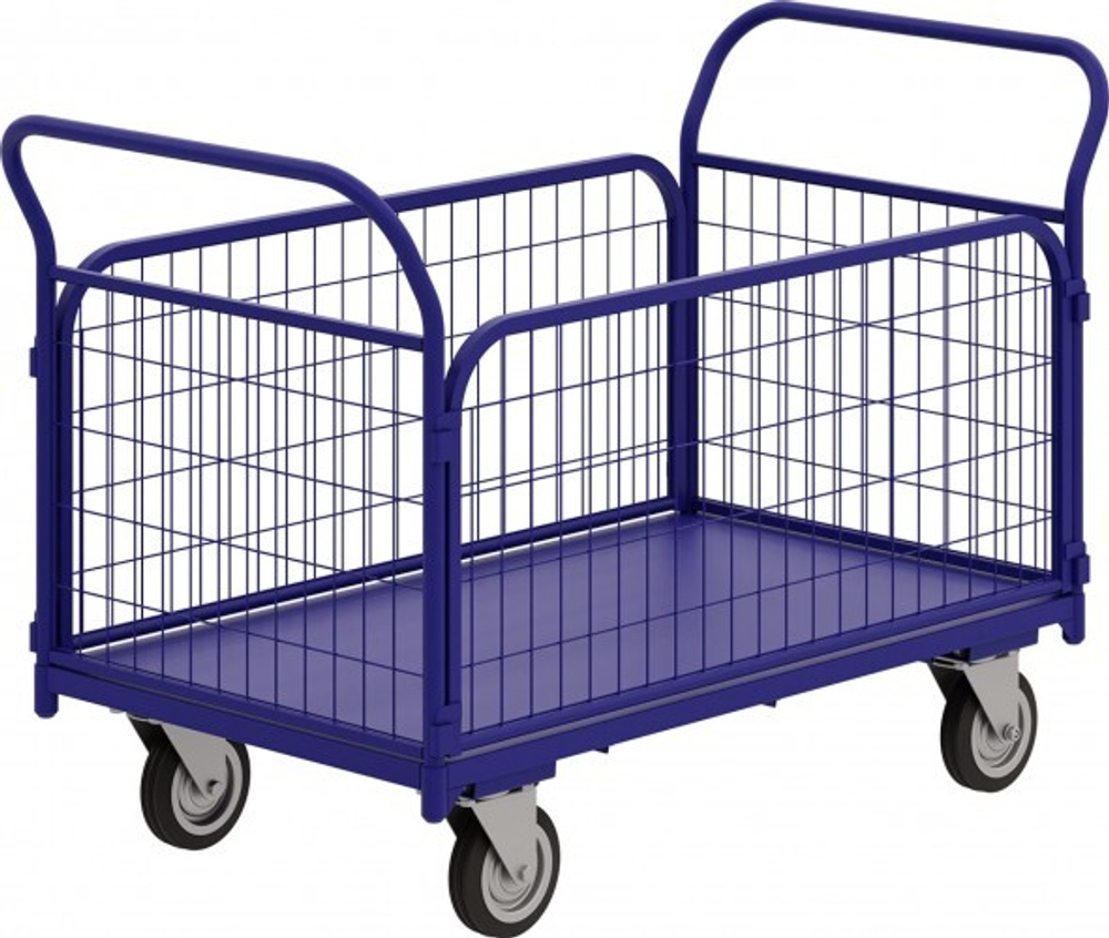 Тележка платформенная Rusklad ТС П (красная) 800х1400х500 мм, усиленная, сетч.борт (без колес) ТС П б/к