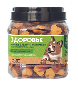 Лакомство для собак "Грин Кьюзин" GREEN QZIN ЗДОРОВЬЕ - галеты злаковые с уткой (утка и злаки) 750гр*6