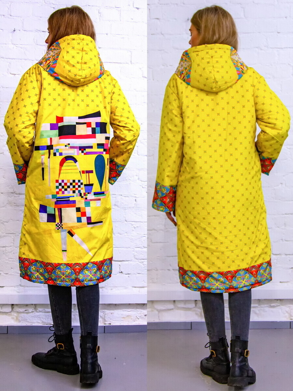 Двустороннее пальто "Кандинский жёлтый"