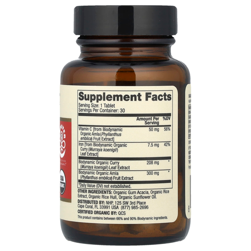 Dr. Mercola, Biodynamic®, железо из органического карри, 30 таблеток