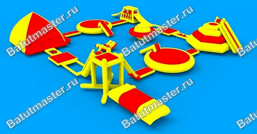 Надувной аквапарк с горками «Волна», 41×35×4 м