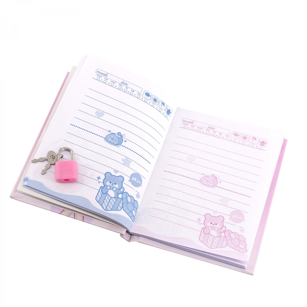 Блокнот в футляре, 12,5 см * 16,0 см, 7БЦ, Alingar, ламинация, замочек, линия, 45 л., "Драгоценная роза", розовый