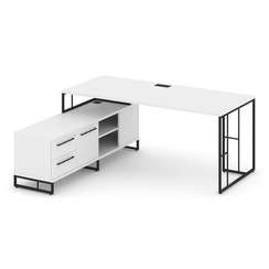 Rift Direct Стол руководителя на опорной тумбой RF.SRT-24 (L) Белый Бриллиант/Металл Черный/Черный Р