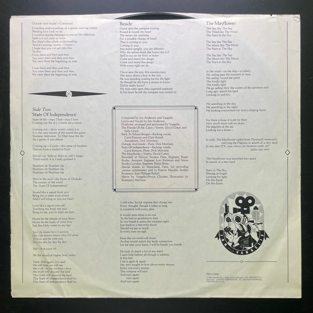 Jon And Vangelis ‎– The Friends Of Mr. Cairo (США 1981г.)