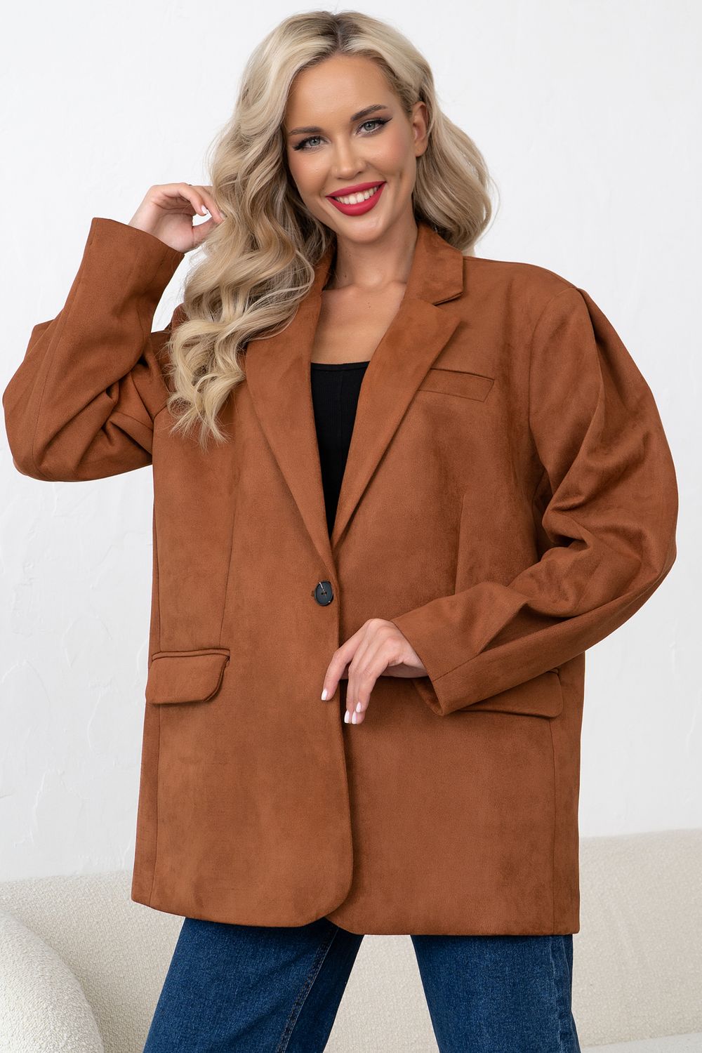 Пиджак из эко-замши (корица) П11-21 Nikol