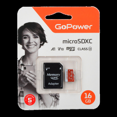 Карта памяти microSD GoPower 16GB Class10 UHS-I с/а