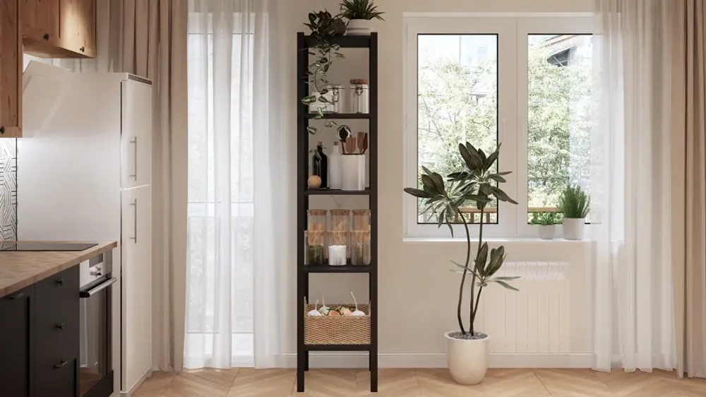 Стеллаж 5 полок - аналог IKEA/IVAR/ИВАР/УДОРА/ ИКЕА,  49x210x50см, черный