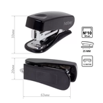 Мини-степлер пластиковый с антистеплером №10 12л. чёрный "Gentle" (Хатбер)