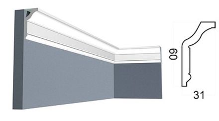 Карниз Контур под покраску, 60x31 мм