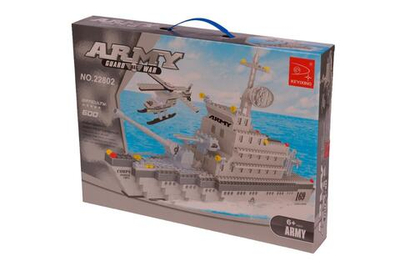 Конструктор блочный Аусини Армия 600дет., коробка 22802