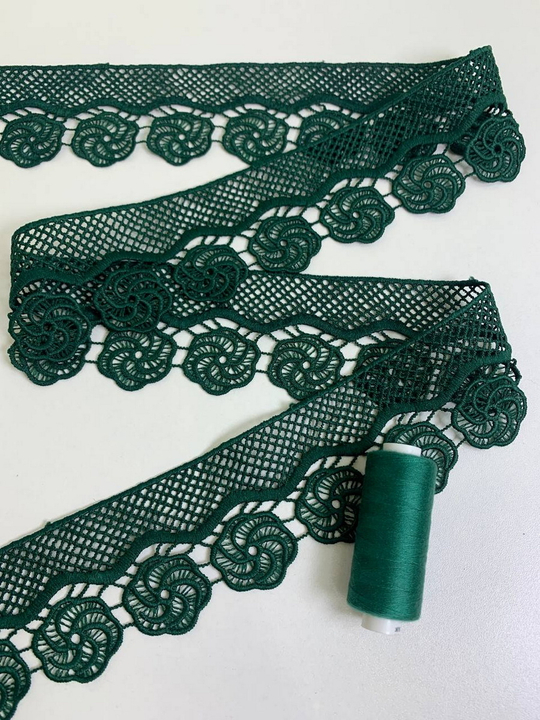 Тесьма плетеная,  5,5см, зеленый темный, плотная AF