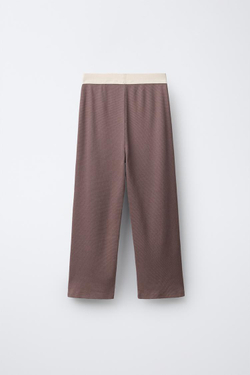 ZARA ПИЖАМА ВАФЕЛЬНАЯ С ВЫШИВКОЙ, БАКЛАЖАННЫЙ