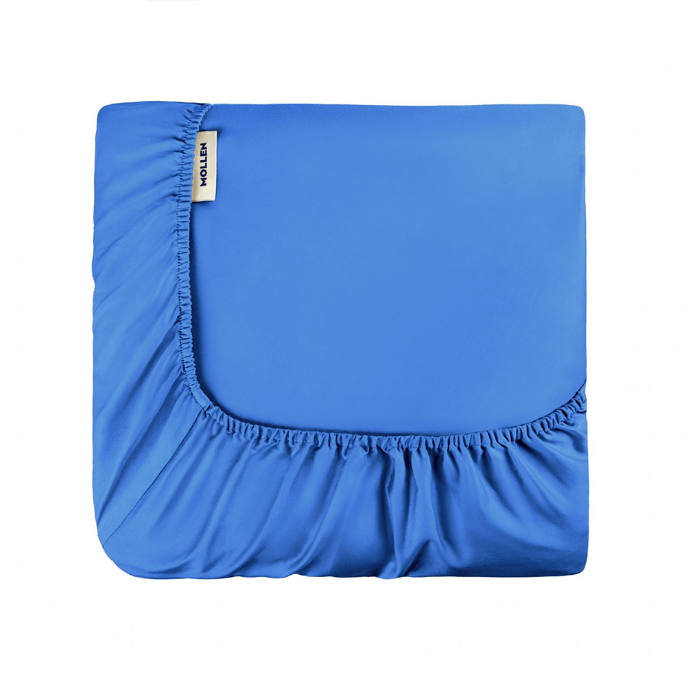 Простыня на резинке в васильково-синем Mollen