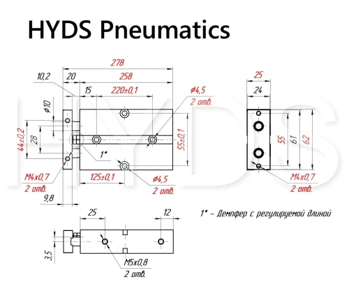 TN 20x200-S Пневмоцилиндр двухпоршневой