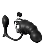 Мужской пояс верности на замочке с анальным плагом Ass-Gasm Cock Blocker (черный) (Цвет: черный)