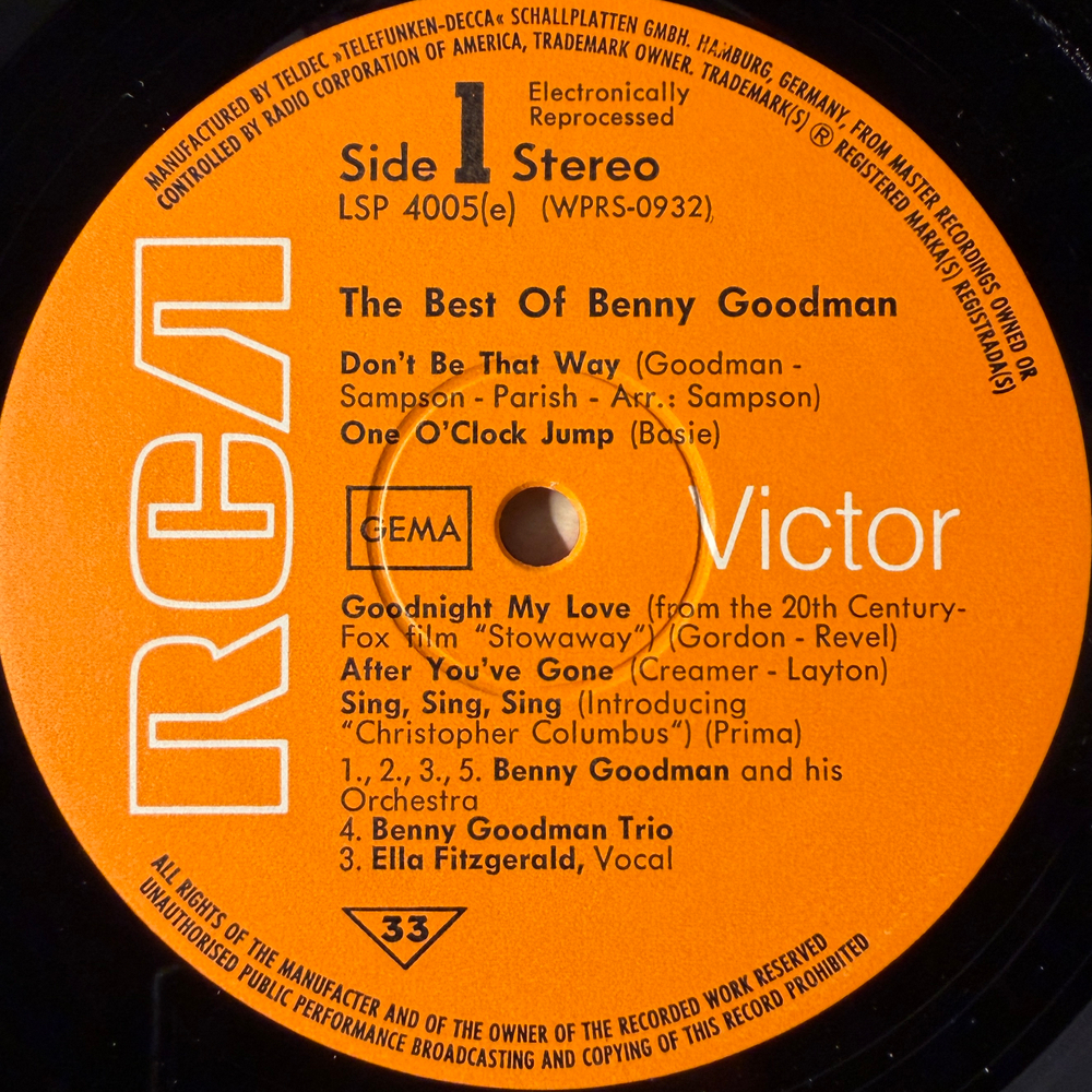 Benny Goodman ‎– The Best Of Benny Goodman (Германия 1969г.)