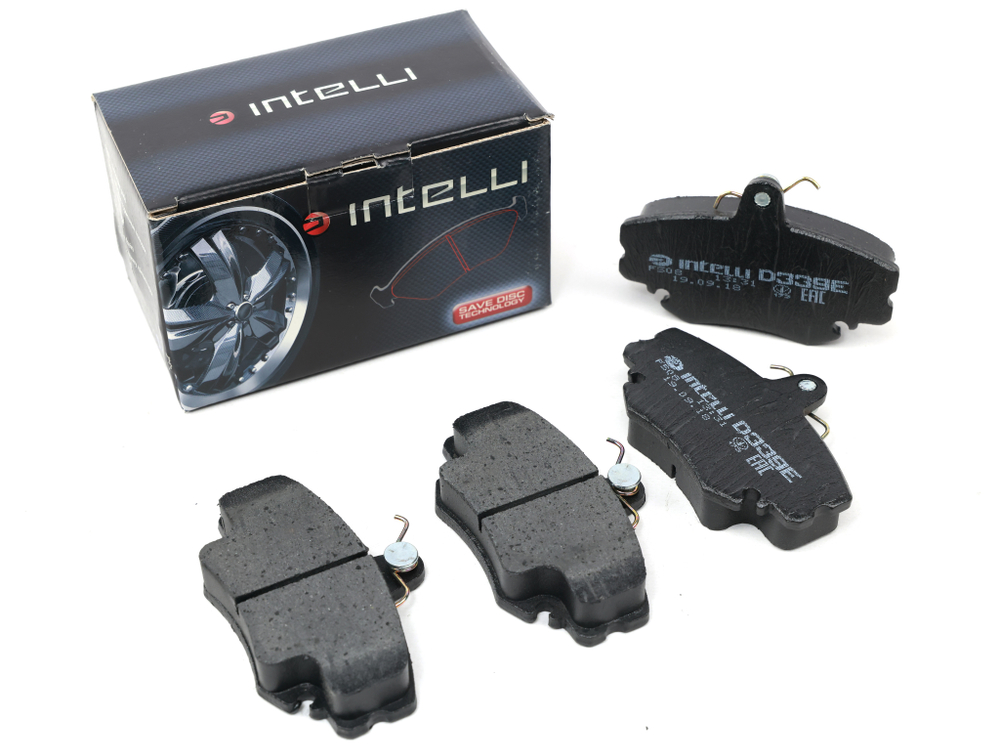 Колодка дискового тормоза а/м LADA LARGUS/RENAULT LOGAN передние (к-т 4 шт./8кл.) (Д339Е) INTELLI