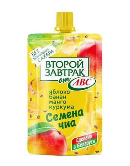 Десерт фруктовый "Второй завтрак от АВС" Яблоко, банан, манго с семенами чиа и куркумой 200г. АВС