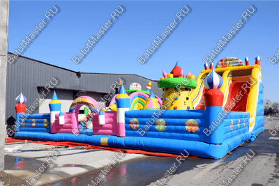 Большая площадка с высокой горкой "Дино-городок", 15*15*6 м