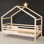 Кровать-домик Альков 90х190 из массива сосны с настилом и бортиками, в лаке