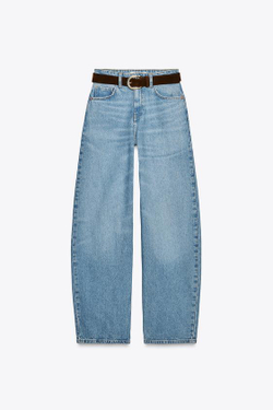 ZARA ЗАУЖЕННЫЕ ДЖИНСЫ Z1975 WIDE-LEG С ВЫСОКОЙ ПОСАДКОЙ, ГОЛУБОЙ