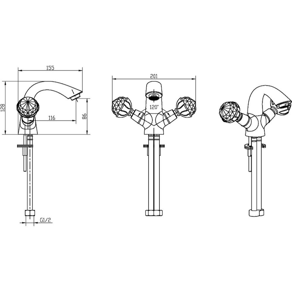 Смеситель для раковины Boheme Imperiale Presente 331