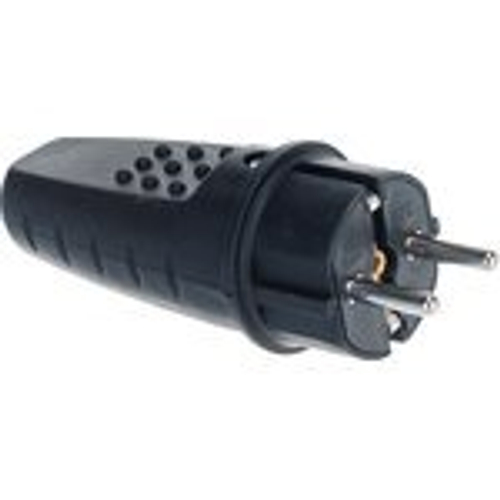 Вилка электрическая прямая однофазная 16А 250В IP44 с заземл. каучук (еврослот)