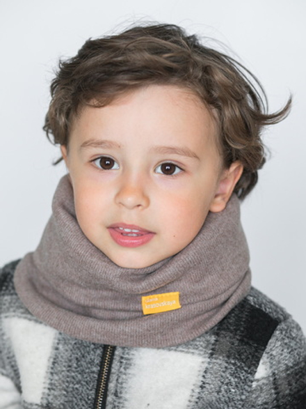 Детский снуд-горловинка из кашемира серо-бежевый