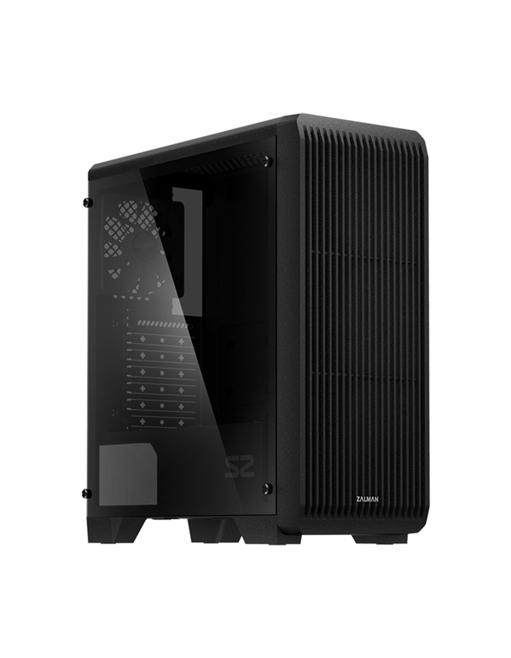 ZALMAN S2 TG, ATX, BLACK, TEMPERED GLASS WINDOW, 2x3.5", 2x2.5", 2xUSB2.0, 1xUSB3.0, FRONT 2x120mm