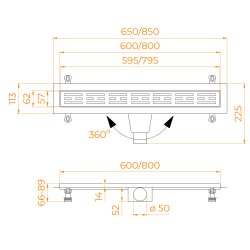 Душевой лоток Drain Leo-20 (800)