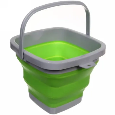 Ведро складное квадратное 5л 24х20см зеленое
