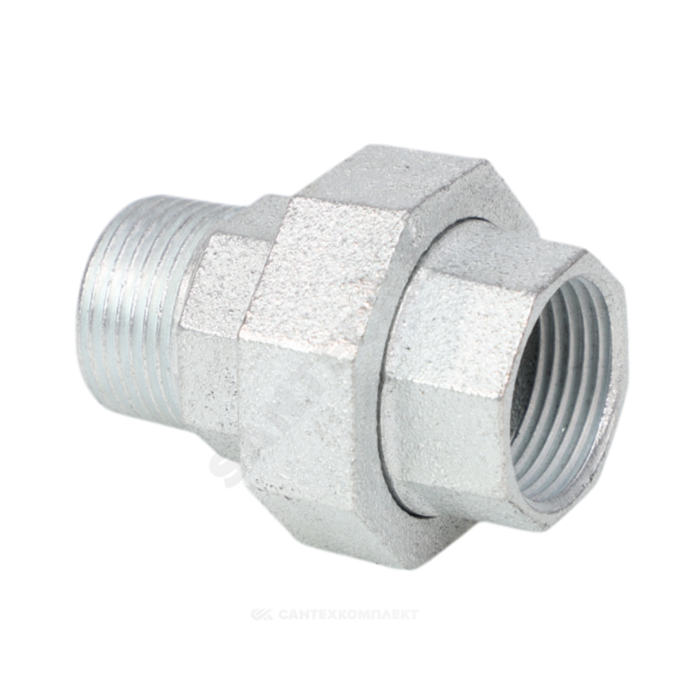 Соединитель прямой американка чугун оц Ду 15 (1/2") ВР/НР Fittex