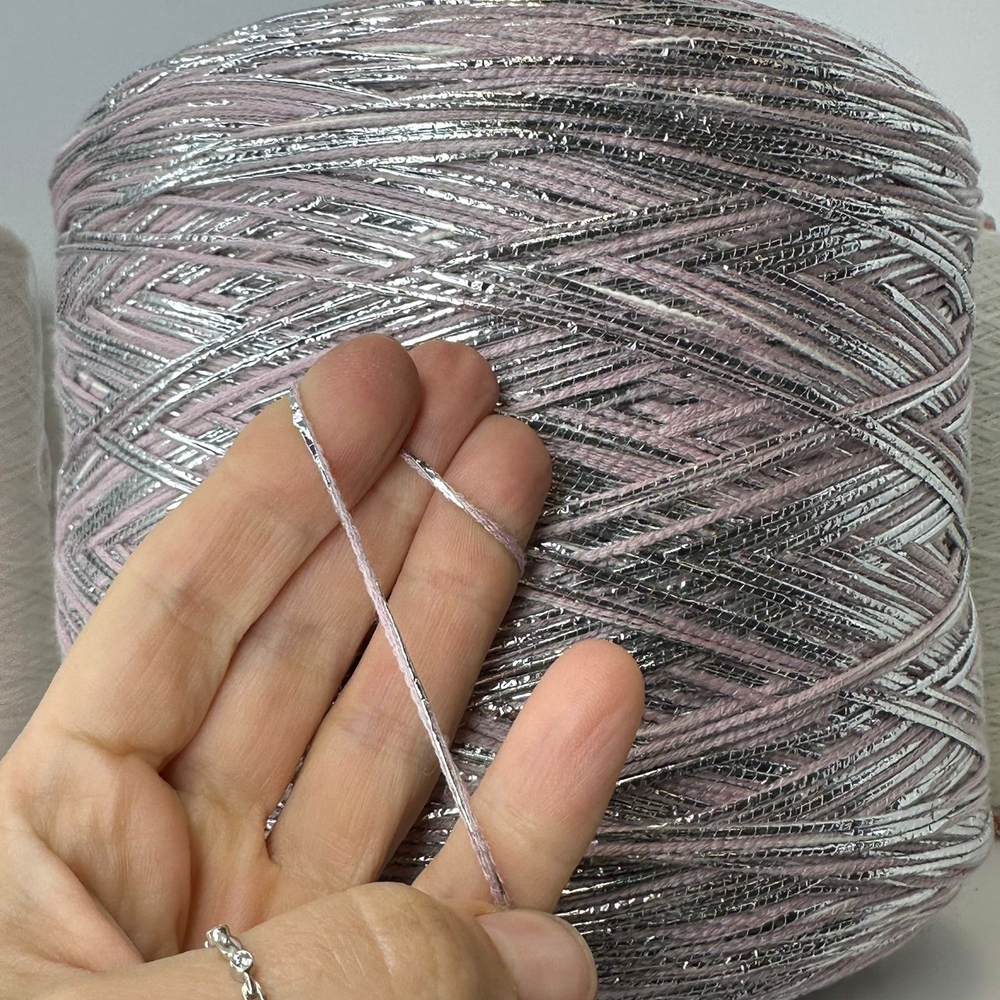 WOOL REFLEX - Luxury Production by Ri.Go.; 87% меринос, 13% фольга; 160м/100гр; col. 6651, цвет: розовый, фольга серебро. S507