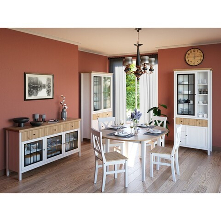 Тумба «Сканди» 3 стеклянные двери и 3 ящика белый/антик