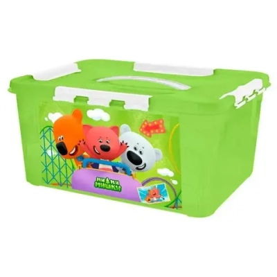 КОНТЕЙНЕР С ДЕКОРОМ МИ-МИ-МИШКИ С ЗАМКАМИ И РУЧКОЙ 390х180ММ, 15,3Л (Зеленый)