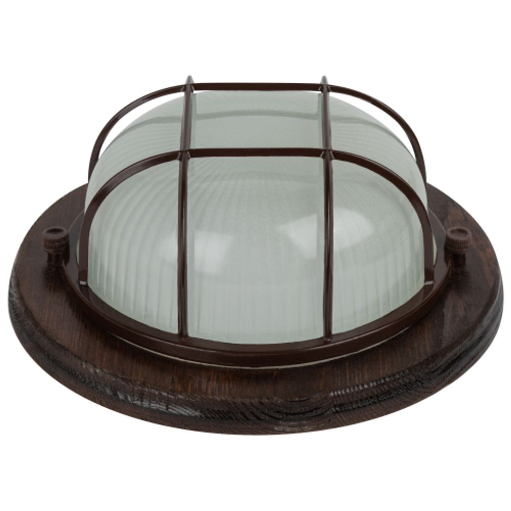 Светильник ЭРА НБО 03-60-022 Кантри дерево/стекло решетка IP54 E27 max 60Вт D220 круг орех | Светильники ЖКХ РБ