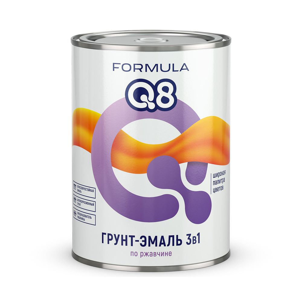 Грунт-эмаль по ржавчине Formula Q8 3 в 1, матовая, 0,9 кг, красная, 52033