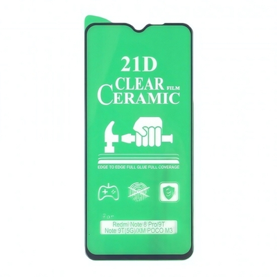 Стекло Ceramic Xiaomi Redmi 9T противоударное, в тех.упак. (в комп. 25 шт), 012537 Черный