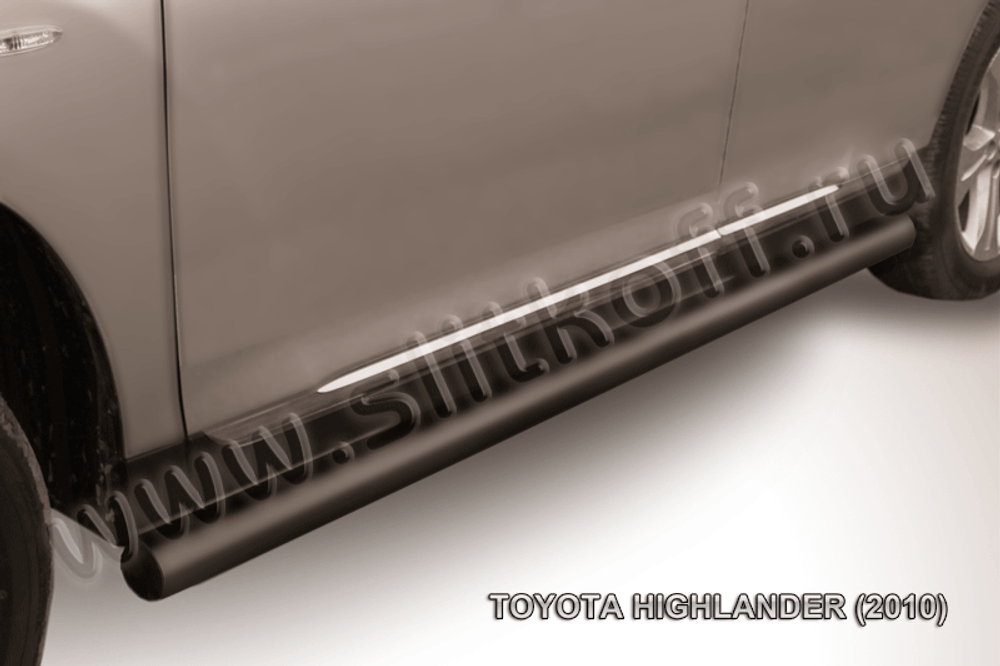 Пороги стальные Toyota Highlander (2010-2013) d76 труба (черные)