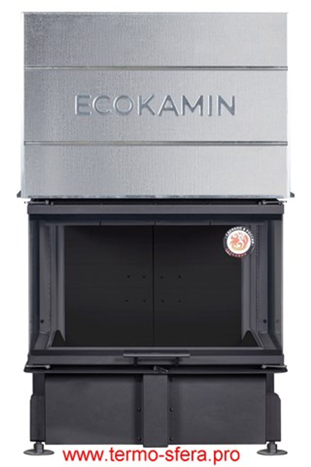 Каминная топка Экокамин ДЕЛЬТА 800 B три стекла принтинг черный шамот
