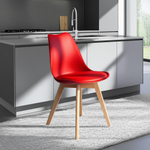 Стул TULIP (mod. 73) дерево/пластик/ПУ, 48.5*52.5*83cм, красный
