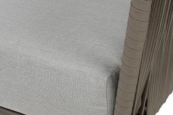 "Багамы" кресло плетеное из роупа, каркас алюминий бежево-серый (RAL7006) муар, роуп серо-коричневый 23мм, ткань светло-серая