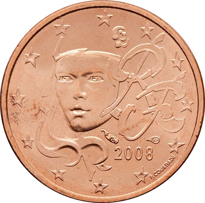 1 евроцент 2008 Франция (1 euro cent)